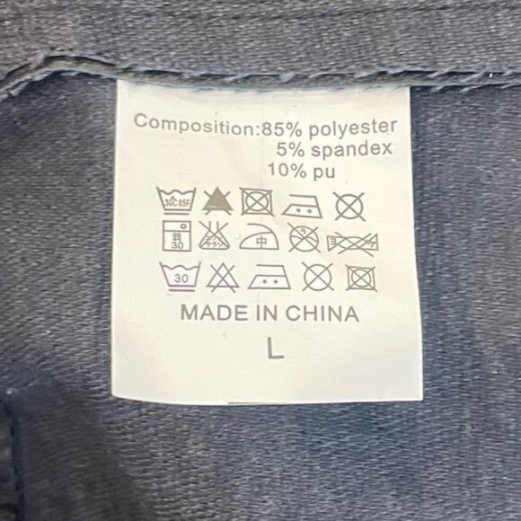 Belisy Black Faux Leather Shorts Elastic Waist Pockets Wrnkle Resistant Sz Large - Picture 9 of 9